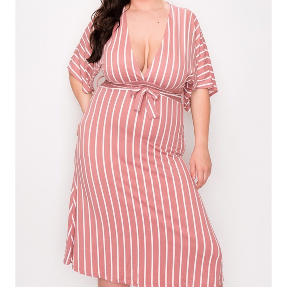 Plunging stripe dress